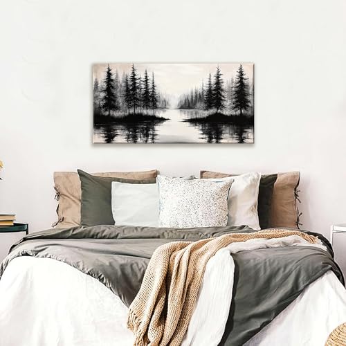 Canvas Art Wall Decor Print Modern Landscape Wall Art For Bedroom Modern Office Home Wall Decorations Forest River Landscape Paintings Pictures Artwork Aesthetic 20 X 40 In