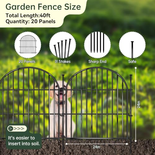 20 Panels No Dig Decorative Garden Fence (20 Count)