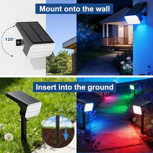 12 Pack Solar Spot Lights Outdoor Color Changing (12 Count)