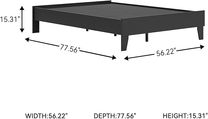 Signature Design by Ashley Socalle Casual Full Platform Bed with Metal Slats, No Box Spring Needed, Black