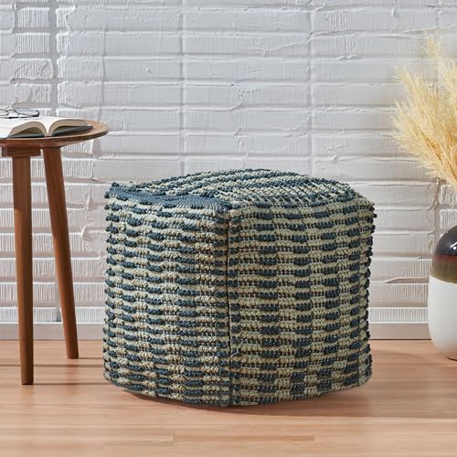 Boho Handmade Fabric Cube Pouf Ottoman Foot Stool