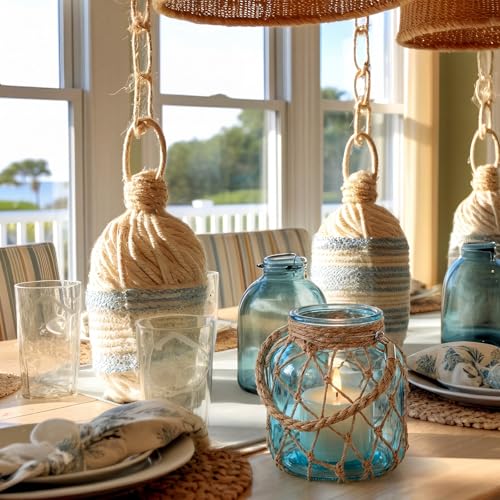 2 Set Nautical Lanterns Rope Handle (2 Count)