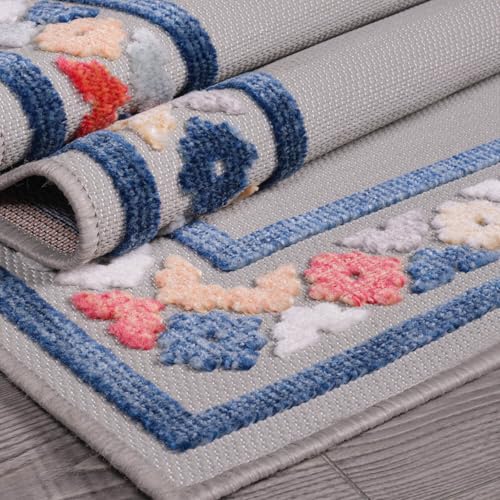 Outdoor Rug 10x14 Modern Bordered Large Area Rugs for Indoor and Outdoor Patio Easy to Clean Non Shedding Living Room Porch Garden Washable Outside Carpet