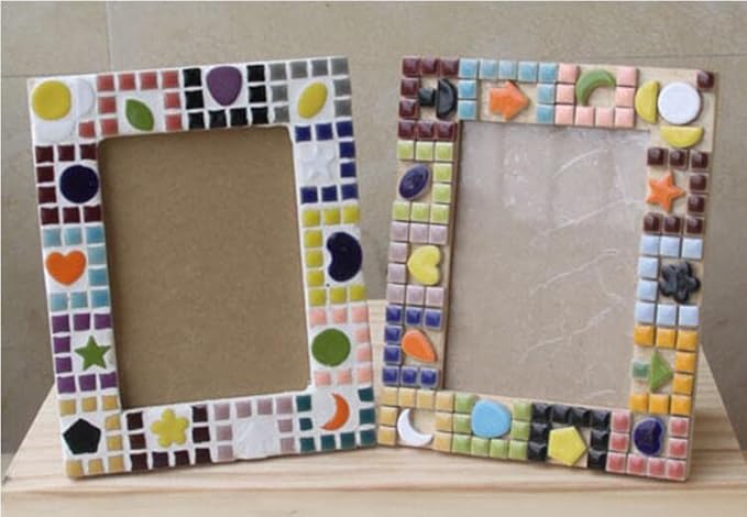 500g/1.1lb Random Color Irregular Ceramics Mosaic Tiles,DIY Making Creative Ceramic Mosaic Tiles for DIY Craft Plates Flowerpots Vases Cups Mosaic Making Supplies (Flowers+Round+Heart+Pentagram+Oval)