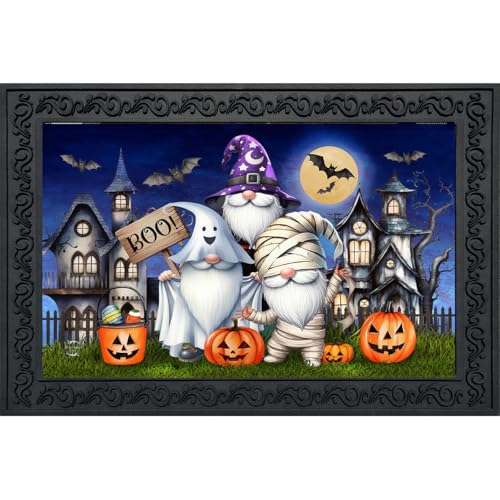 Halloween Doormat 30x18 Indoor Outdoor Costumed Gnomes for Halloween Doormat (3.75 Sq Ft)