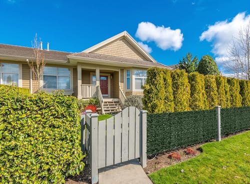 Faux Ivy Privacy Fence Screen Outdoor Expandable Artificial Greenery Roll Fake Hedge Wall Patio Green Plastic Leaf Plant Vine Grass Panels Gate Covering Garden Yard Balcony