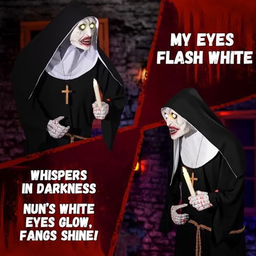 Halloween Animatronics 6ft Nun Animated 72inch Sister Decoration with Motion Sensor Activated