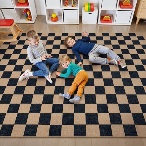 Checkered Easy Jute Living Room Rug