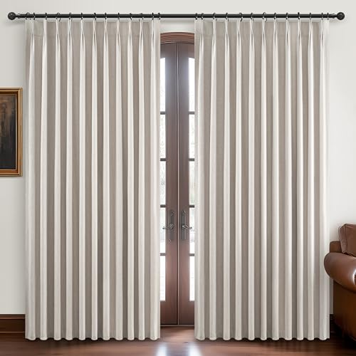 Curtains 60 Inch Length Wide Pinch Pleated Blackout for Sliding Glass Door (2 Count)
