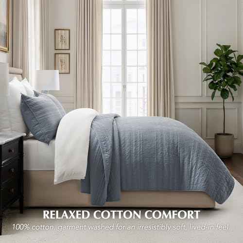 HOME 100% Cotton Modern Lines Quilt Set King Size