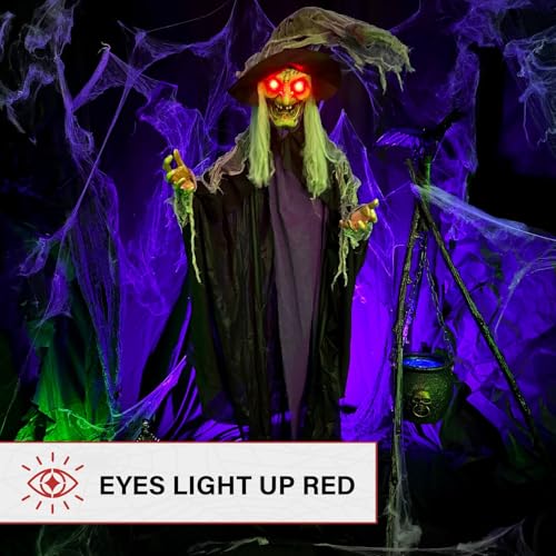 Life Size Poseable Scary Talking Witch (75" Standing Witch)