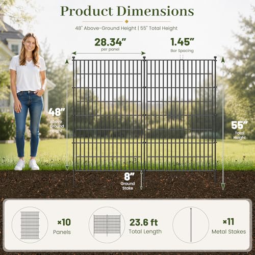 No Dig Garden Fence Outdoor for Yard (1260 Sq Ft)