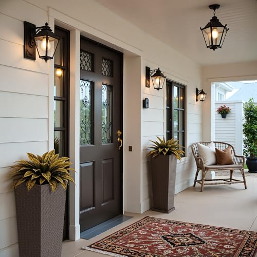 32" Front Porch Resin Rattan Tall Planters 2 Pack (2 Count)