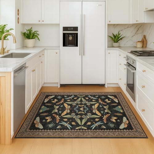 Insect Print Washable 4x6 Entryway Rug (24 Sq Ft)