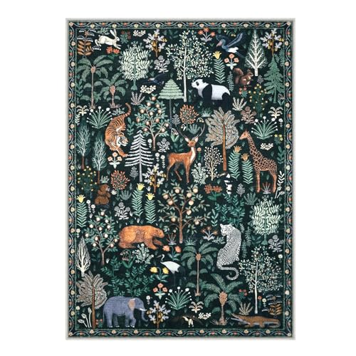 Jungle Print 5x7 Area Rugs for Living Room Green Soft Washable Rugs (35 Sq Ft)