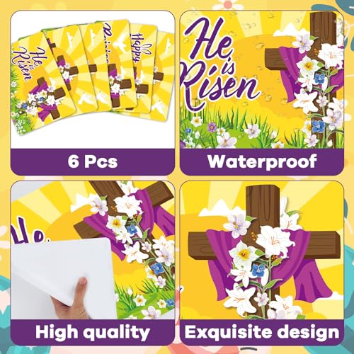Happy Easter Placemats Set of 6 He is Risen Plastic Table Mat 17×13×0.04in (6 Count)