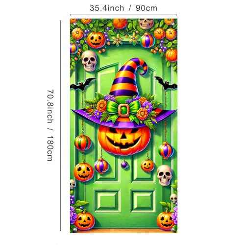 Halloween Door Cover Witch Hat 35x71 Inch Polyester