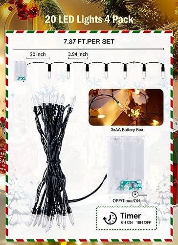 Warm White Battery 4 Pack Operated Christmas String Lights