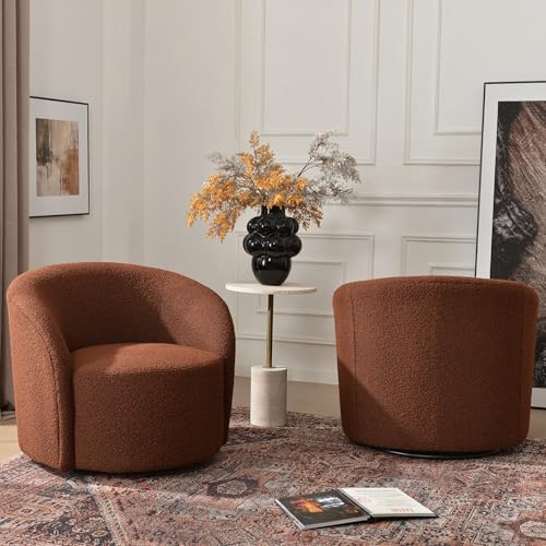 34" W No Assembly Boucle Swivel Barrel Chairs Set of 2 (2 Count)