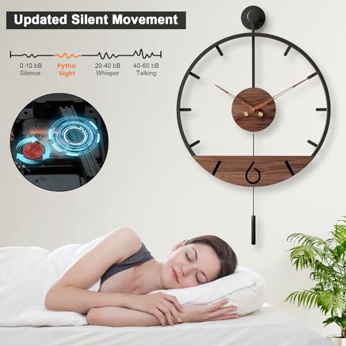 34.6×24 Inch Large Modern Decorative Pendulum Wall Clock