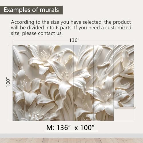 3D Beige Flower Peel and Stick Wallpaper Walls Mural for Bedroom