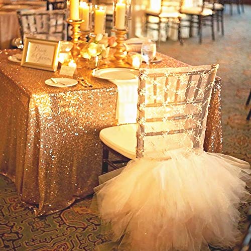 Sequin Tablecloth 60x120 Inch Gold for Wedding Party