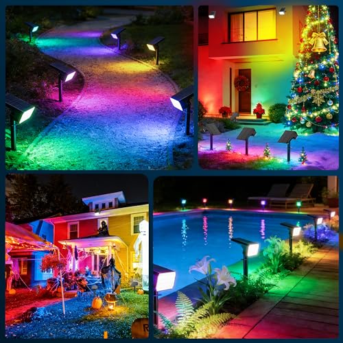 12 Pack Solar Spot Lights Outdoor Color Changing (12 Count)