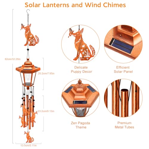 Dog Solar Wind Chimes for Outside