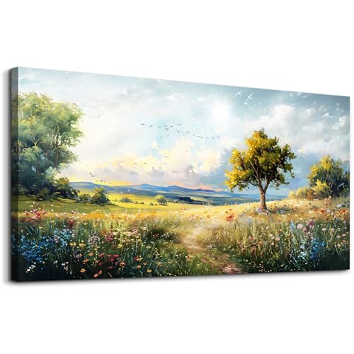 Canvas Wall Art For Bedroom Wall Decor For Living Room Modern Office Decorations Pastoral Wall Paintings Scenery Abstract Watercolour Farmhouse Pictures Canvas Artwork Room Home Decor Mural