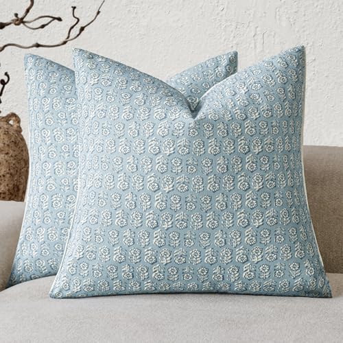 Decorative Floral Print Throw Pillow Covers 20×20 Inch (2 Count)