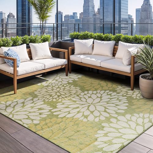 Outdoor Rug 9x12 Modern Exotic Tropical Leaf Area Rugs for Indoor and Outdoor Patio Deck Porch Garden Water Resistant Washable Outside Carpet