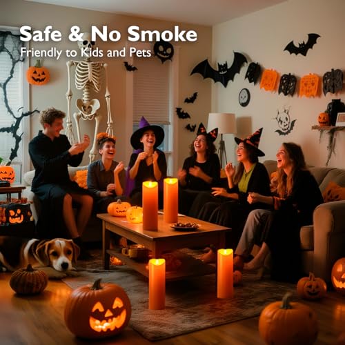 4"x12" Halloween Orange Flameless Candles (2 Count)