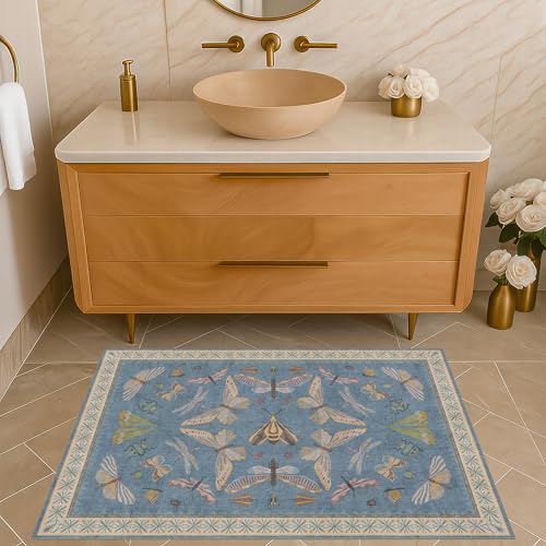 Blue 2x3 Kitchen Rugs Non Slip Washable (6 Sq Ft)