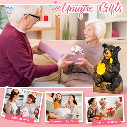 Solar Garden Decor Cute Bear Statues Outdoor