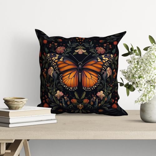 William Morris Abstract Vintage Floral Velvet Butterfly Design Throw Pillow Covers Home Decor