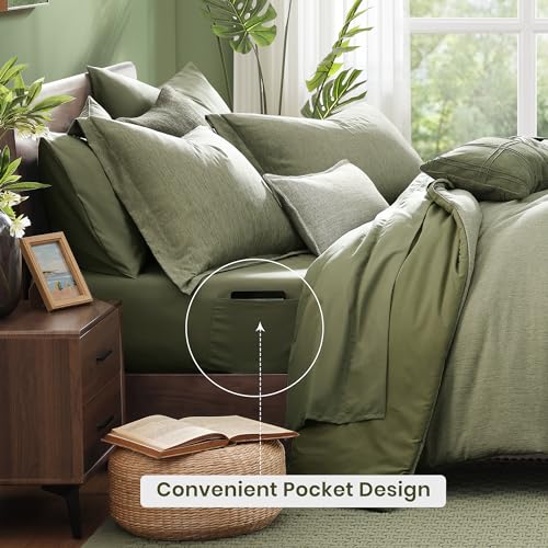 California King Comforter Set Sage Green 7 Pieces Bed in a Bag