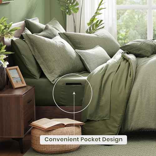 Oversized Queen Comforter Set Sage Green 7 Pieces Bed in a Bag