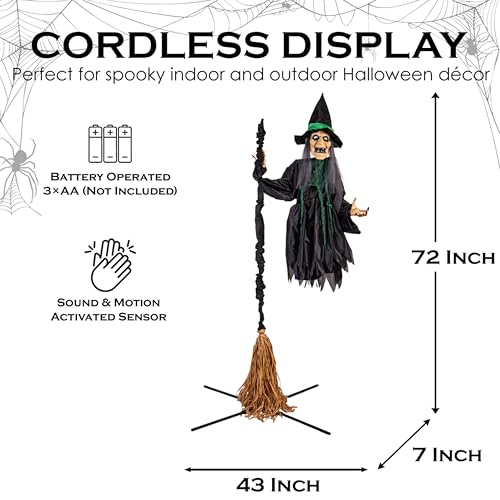 Evergreen Flying Witch Stake for Halloween Outdoor Decoration (Flying Witch, Set of 1)