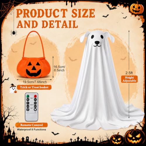 2pcs 2.5ft Light up Halloween Ghost Dog with Remote Halloween Decor