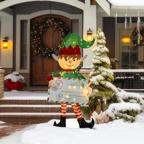 4.8FT Lighted Elf with Envelope Outdoor Christmas Decoration