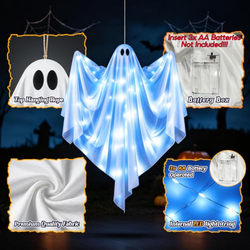Halloween Hanging Light up Ghost (Blue)