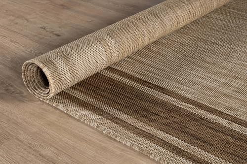 Outdoor Rug 6x9 Modern Bordered Area Rugs for Indoor and Outdoor Patio Deck Porch Garden Waterproof Weather Sun Resistant Washable Outside Carpet