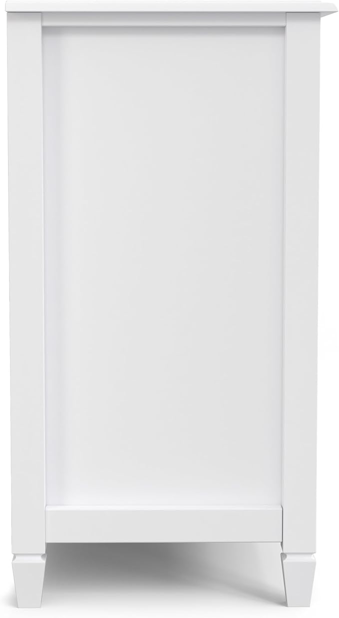 SIMPLIHOME Connaught Storage Cabinet - 60 inch Wide Solid Wood Buffet in White, Traditional Sideboard for Dining Room, Entryway, or Living Room with Glass Doors, Adjustable Shelves, and Notched Legs