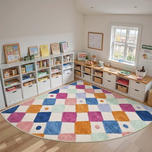 Corner Rug Washable Kids Rug Colorful Classroom Play Mat Berries (64 Sq Ft)