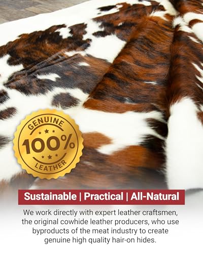 Tricolor Cowhide Rug Classic Brown