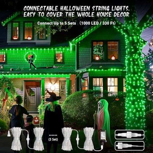 200 LED Green Christmas Indoor Outdoor Halloween Lights Clear Wire (66 Foot)