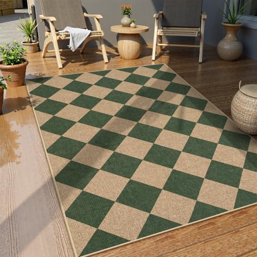 Checkered Easy Jute 3x5 Outdoor Patio Rug (18.148 Sq Ft)