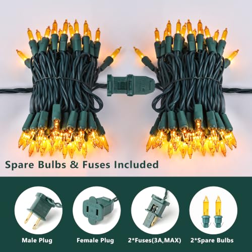 Gold Christmas Incandescent String Lights Outdoor 100 Count 19.7ft