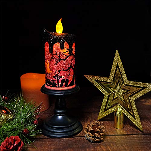 Ghosts Halloween Snow Globe Flameless Candle Battery Operated