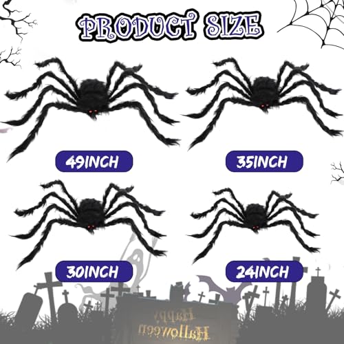 4 Pcs Large Halloween Light up Spiders (Orange, Purple)